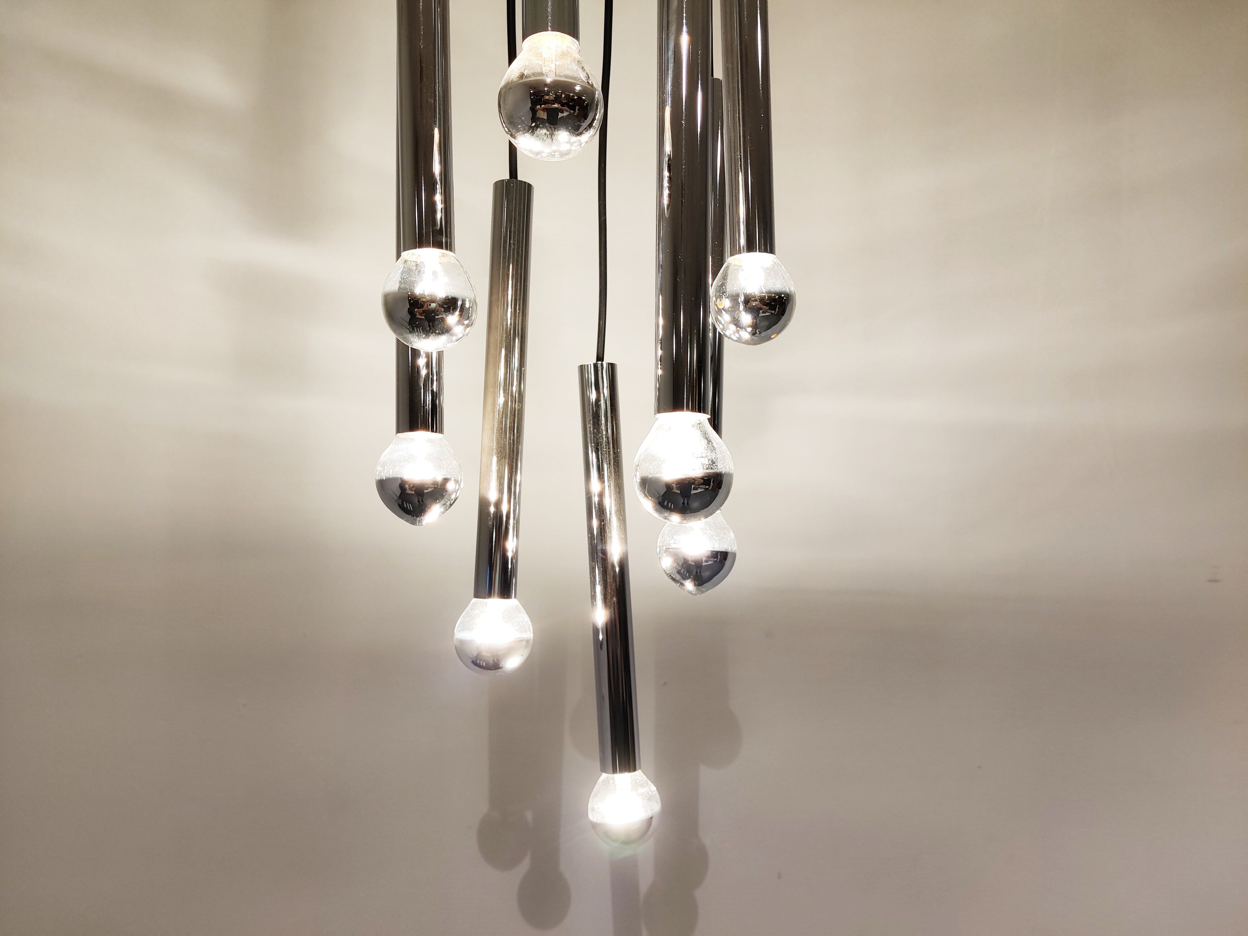 Vintage chrome cascading chandelier, 1970s
