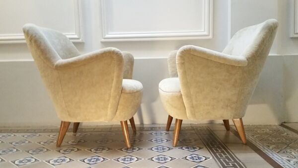 Paire de fauteuils années 50 vintage design organique