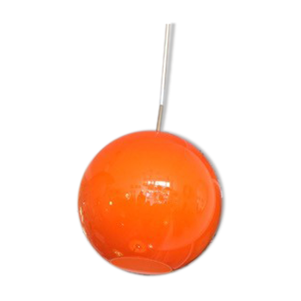 Suspension large globe in orange glass, 1970
