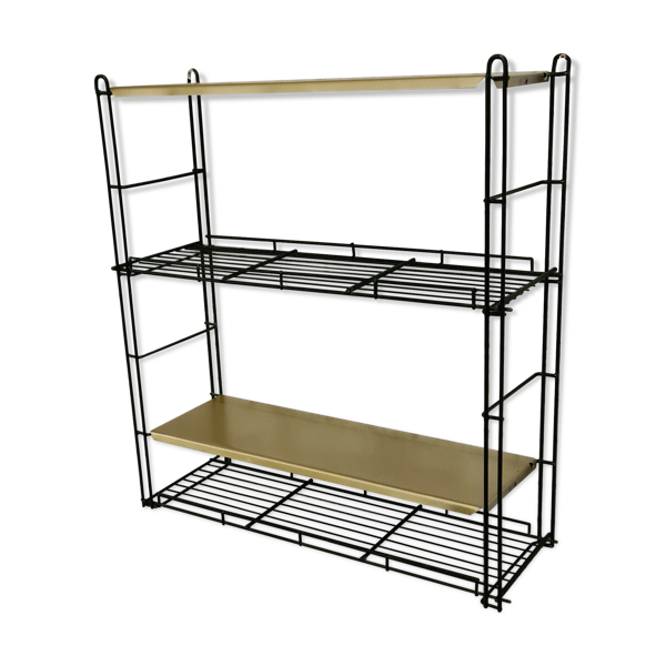 Étagère métal bronze et noir 1970