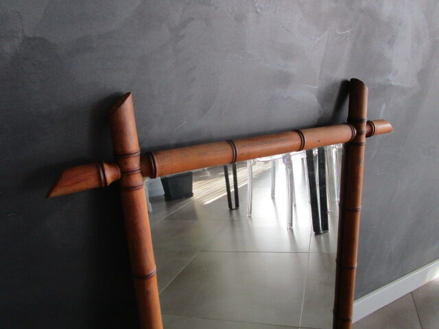 Old bamboo mirror 73.5x54cm