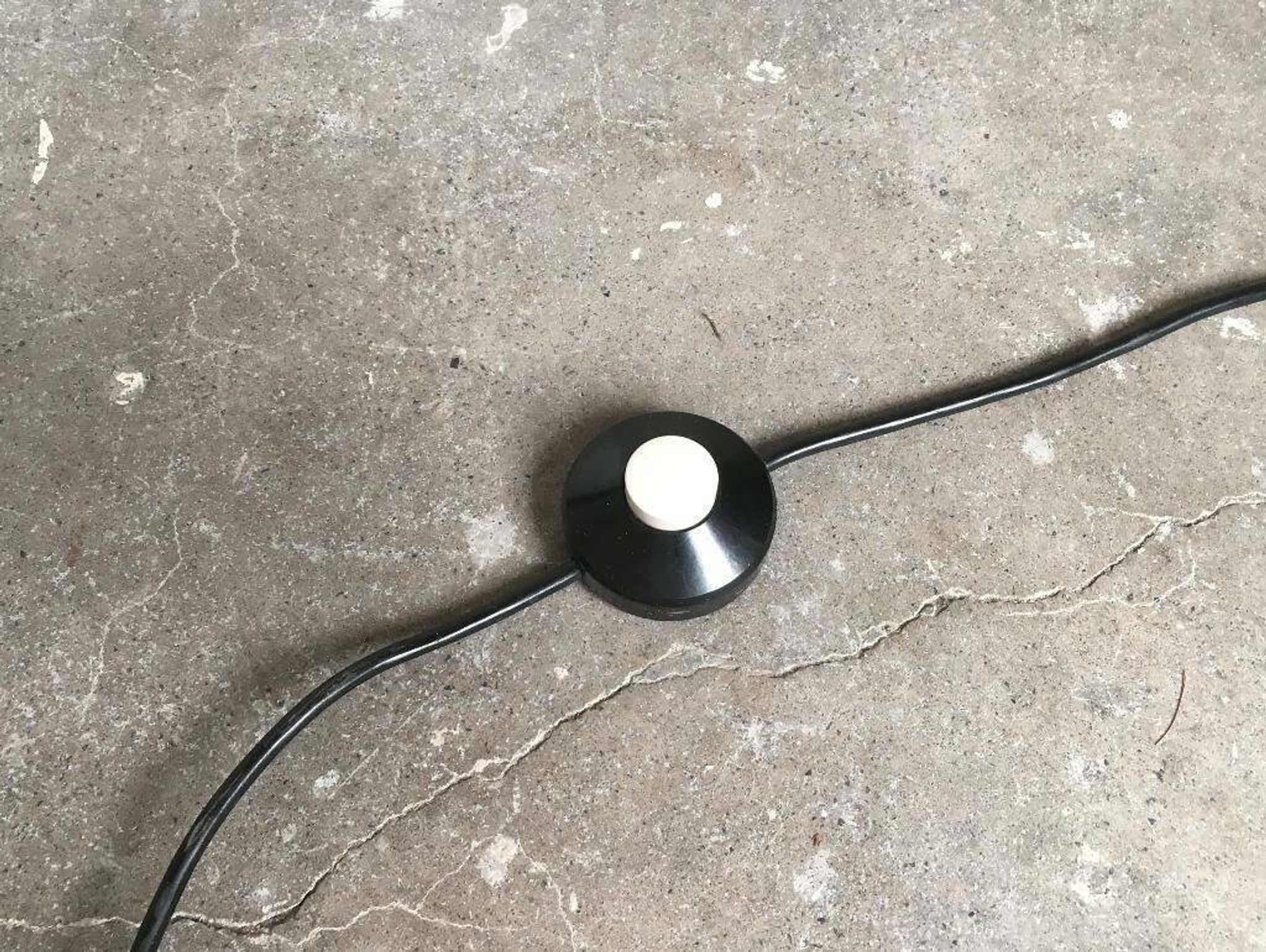 Chrome and glass floor lamp in mid-century German space style by Hustadt Leuchten, 1960s.