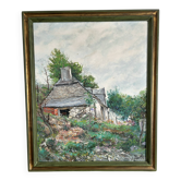 Oil on canvas: large building in Brittany by Pierre Peress