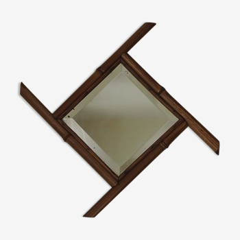 Old beveled bamboo mirror - vintage