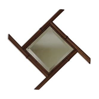 Old beveled bamboo mirror - vintage