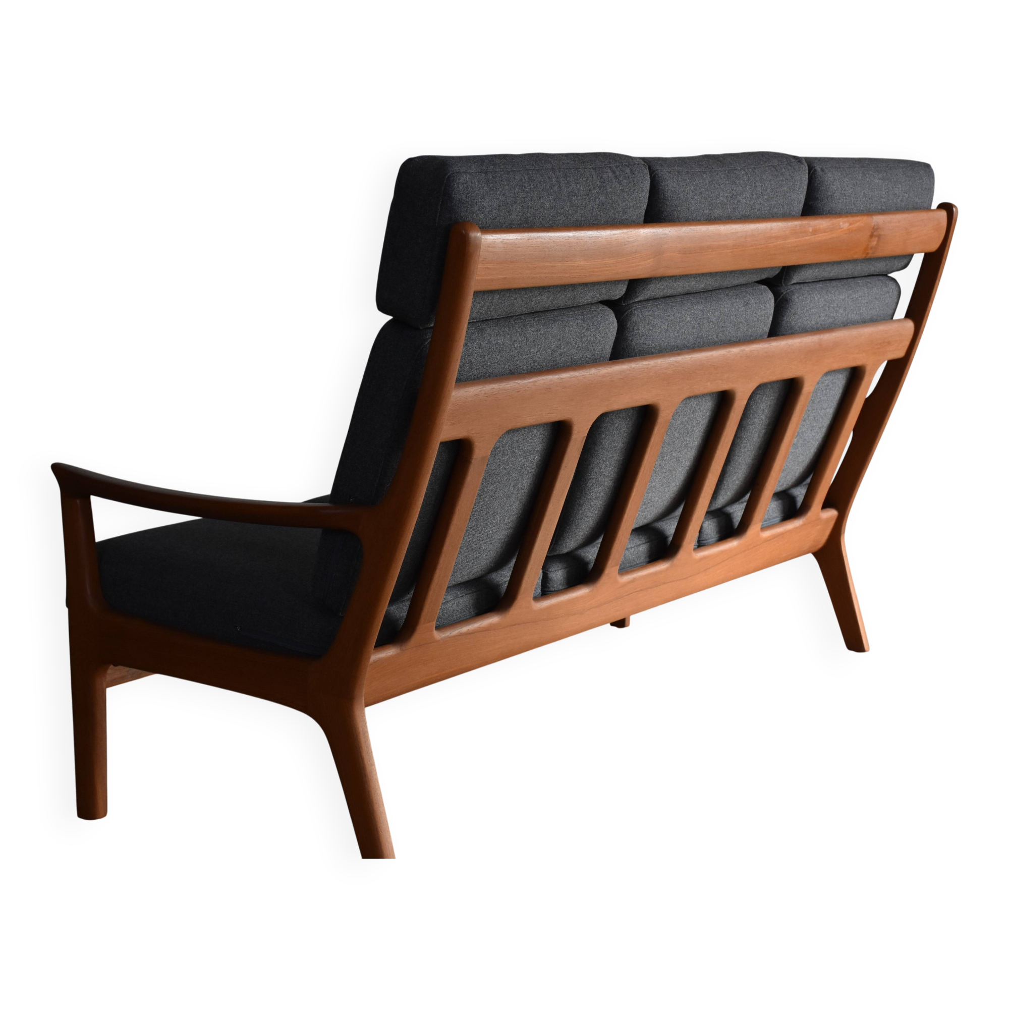 High-back mid century sofa Danish Juul Kristen, Reupholstered in Kvadrat