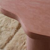 Organic shaped coffee table in pink teracotta tadelakt
