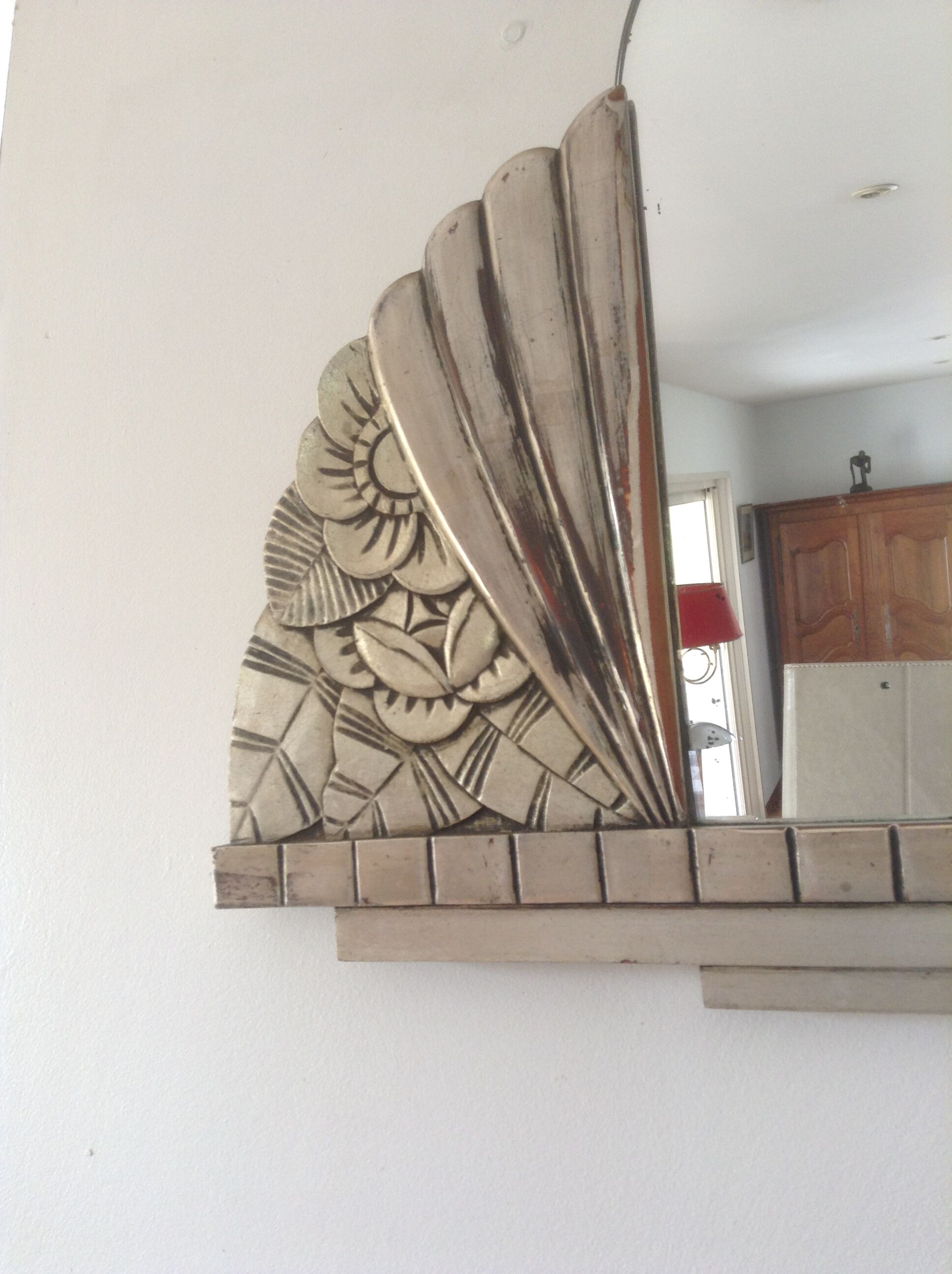 Art deco patinated mirror 95x44cm