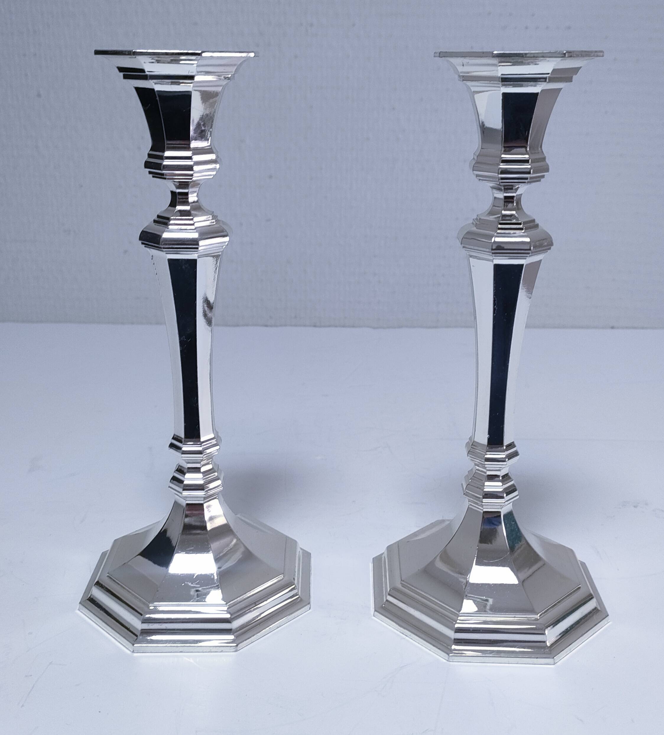 Pair of BMF candlesticks in silver-plated metal, vintage stamped