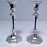 Pair of BMF candlesticks in silver-plated metal, vintage stamped