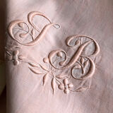 Antique sheet in pure washed linen tinted in morning pink