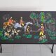 Vintage 1950 coffee table side table ceramic & metal hunting