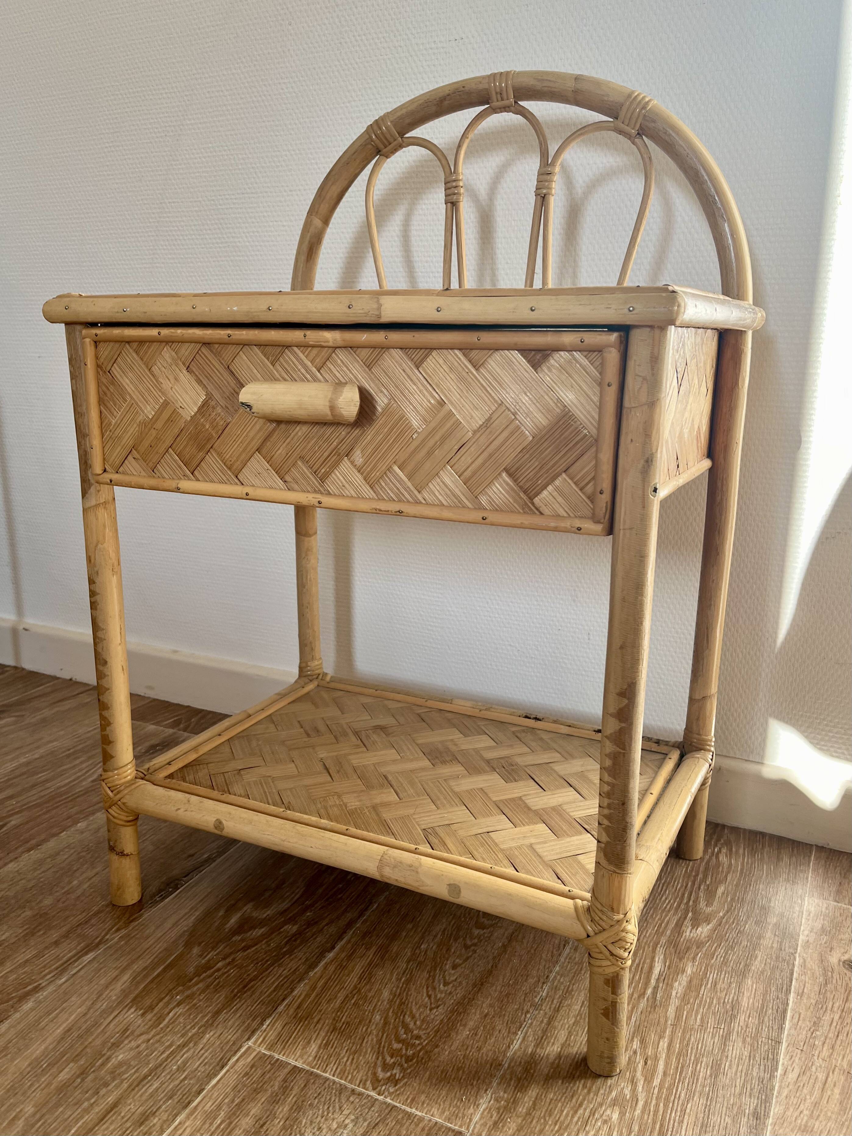 Vintage bamboo bedside table