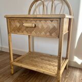 Vintage bamboo bedside table