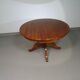 Table à manger en bois de pin des années 70 / table à pieds en colonne en bois au design à 4 pieds avec plateau rond