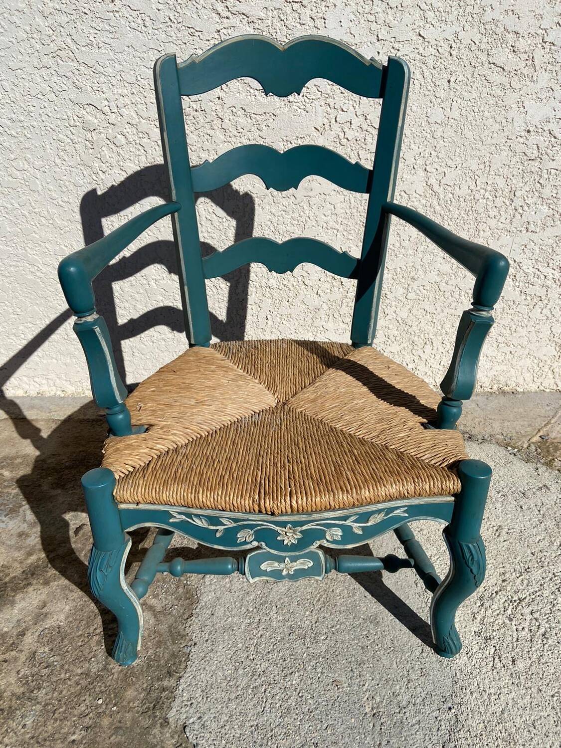 Provencal style straw armchair
