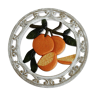 Dessous de plat vintage en fonte décor blanc et oranges