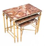 Set of tables with a marble top, France.