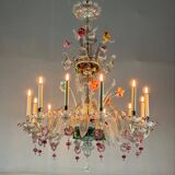 Two Tier Multicolor Murano Glass Venetian Chandelier