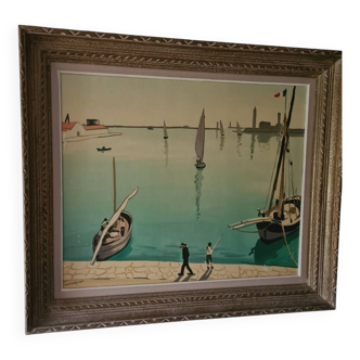 Painting reproduction of the port landscape of Sete Marquet