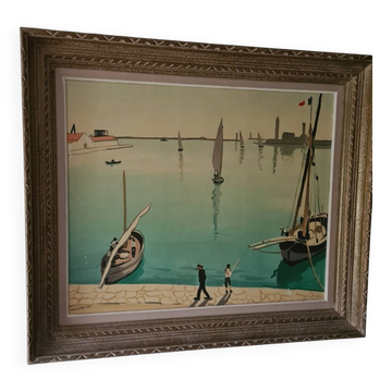Painting reproduction of the port landscape of Sete Marquet