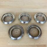 5 silver metal coasters Frank Whiting & Co