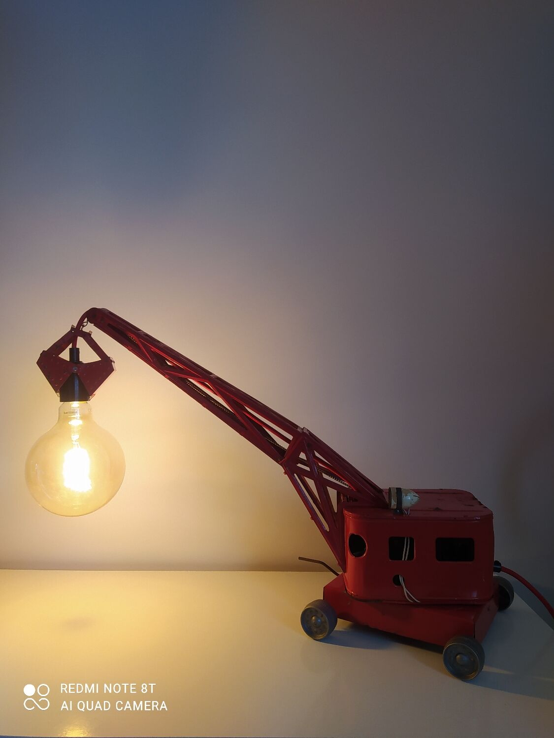 Vintage old metal toy lamp with bulbs