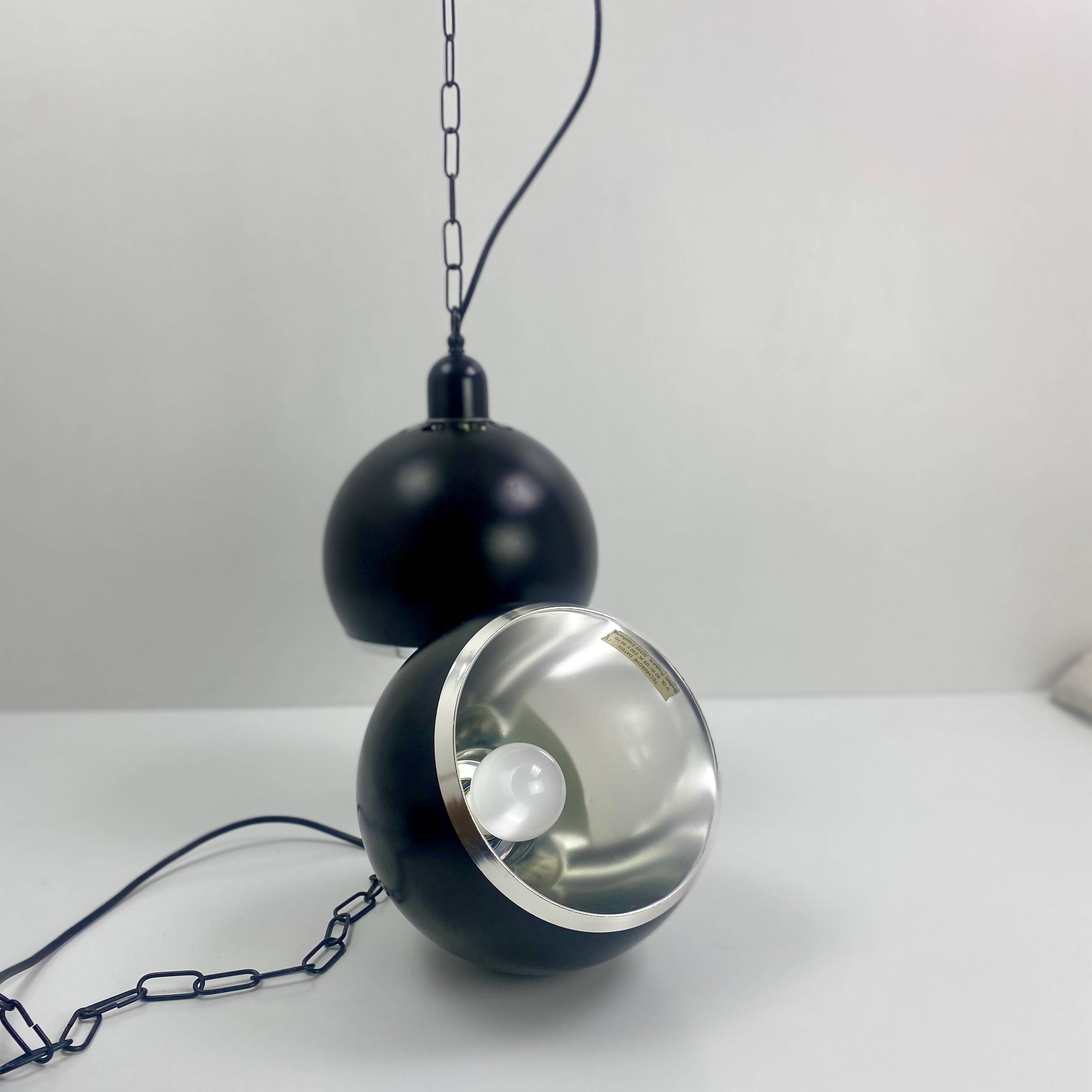 Vintage Space Age Pendant Light – Brown and Chrome, 1970s