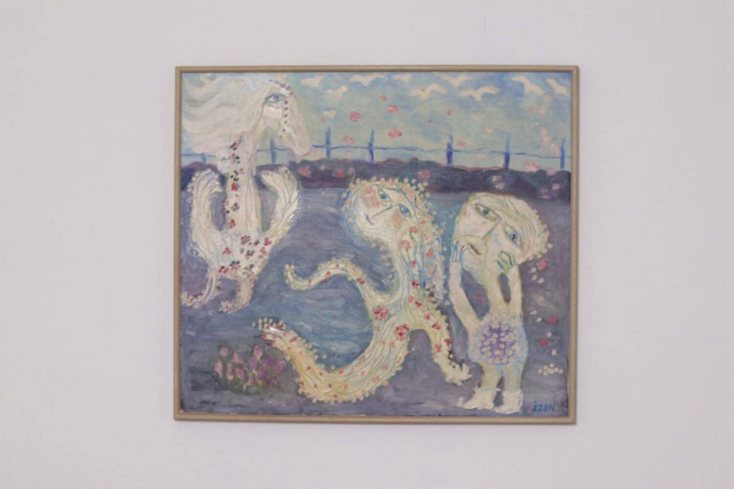 Original Swedish Oil on Canvas – “Figures” by JZON – Vintage, Framed