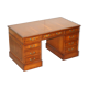 Partner desk with double pedestal in burr yew wood with decorated top.