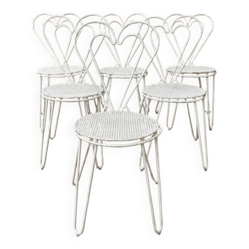 Chaise de jardin "Cœur" attribuée à Mathieu Matégot, métal perforé, années