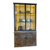 Bibliothèque vitrine en chêne ancien et métal noir – pièce unique