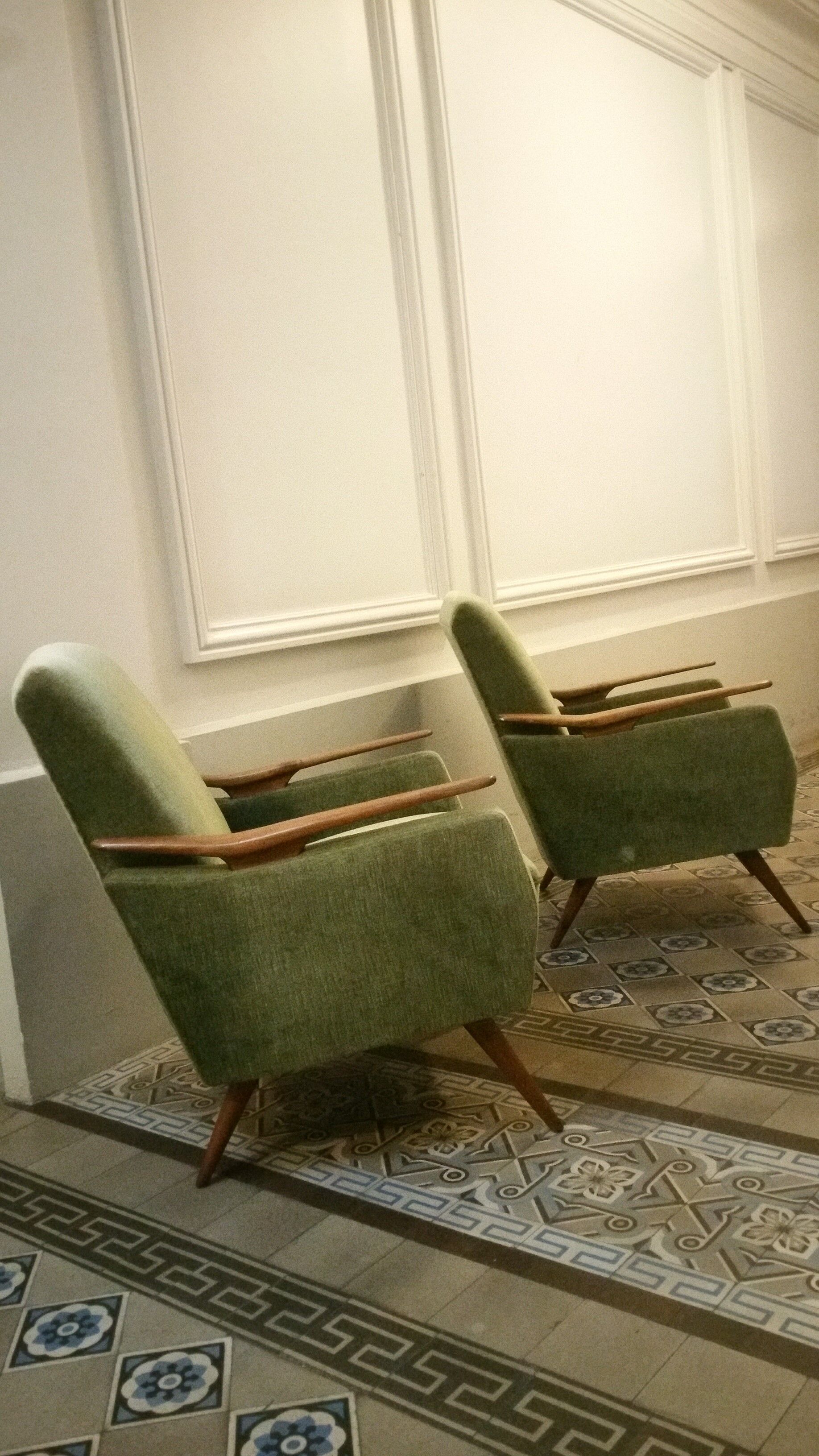 Club Chair fabric with armrests teak 50s 60s