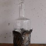 Antique glass bottle engraved and silver-plated metal – Gallia hallmark