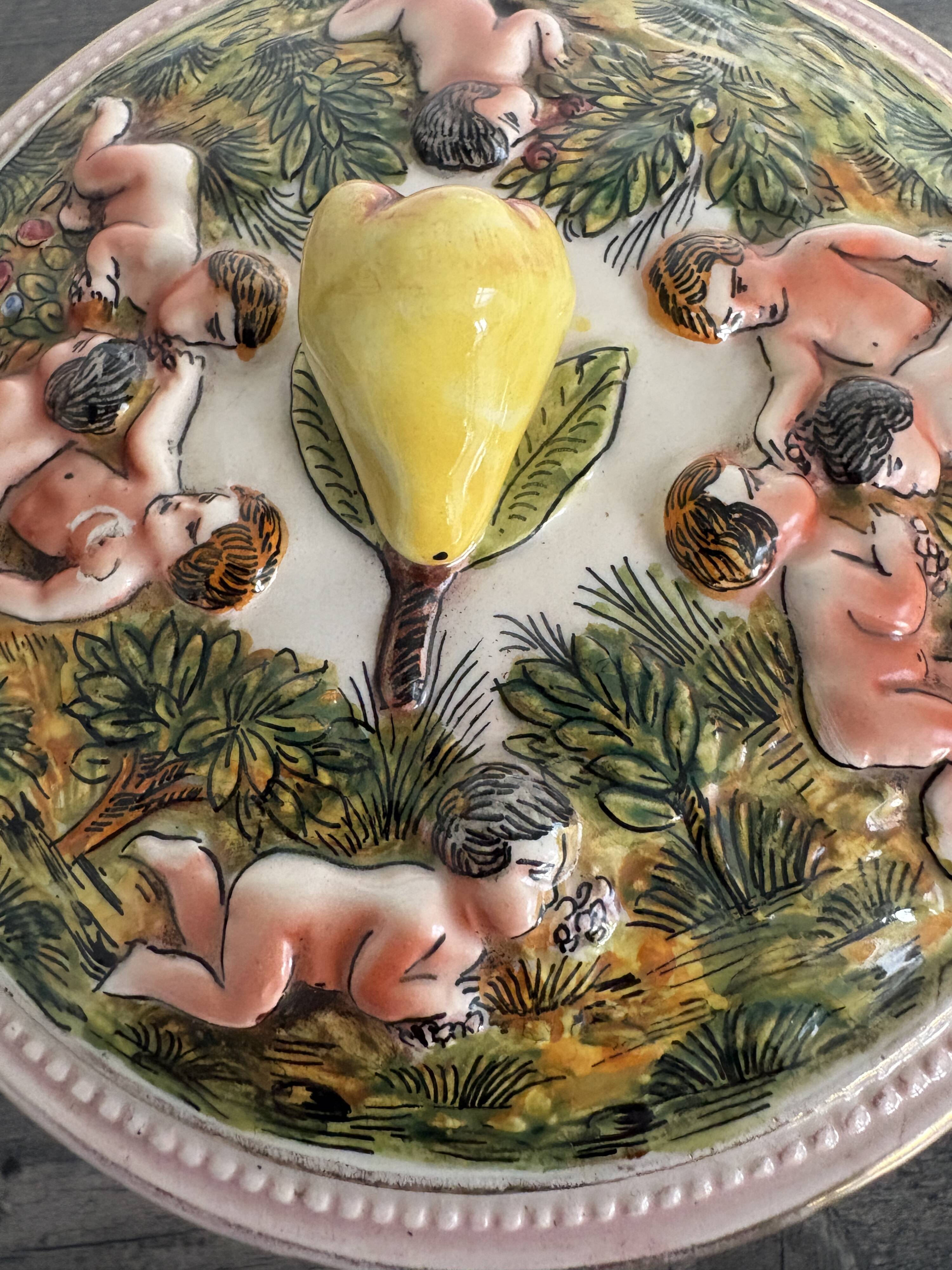 Old Italian ceramic jewellery box