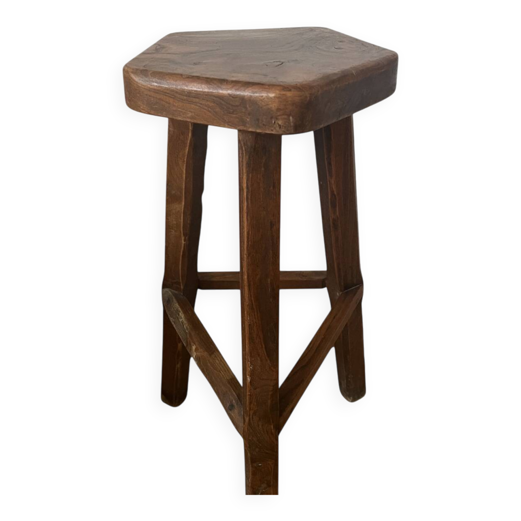 High stool in elm by Olavi Hanninen