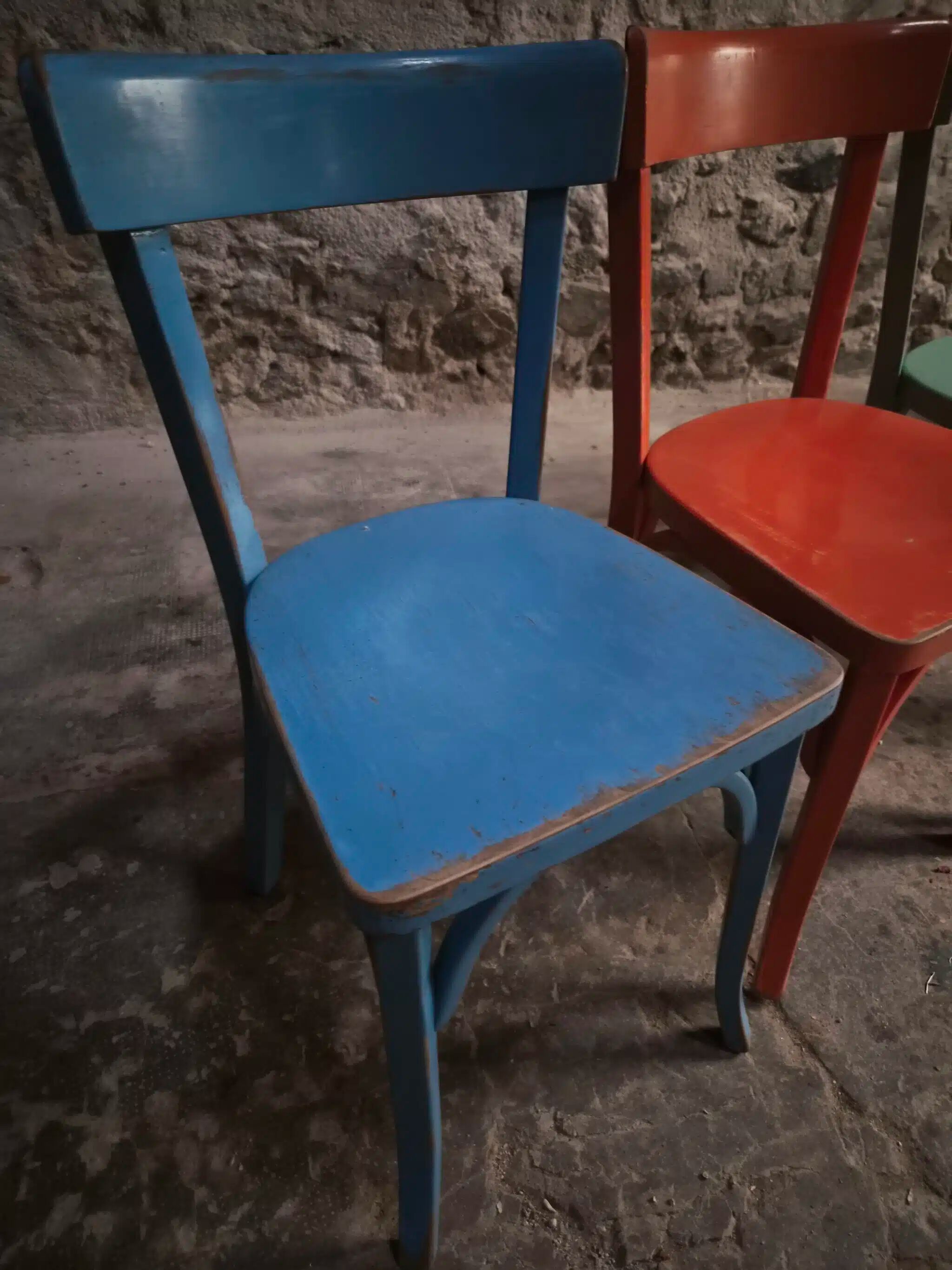 Chaises bistrot françaises Baumann en couleurs variées, lot de 6, années 1950