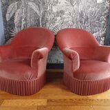 Pair of pink toad armchairs