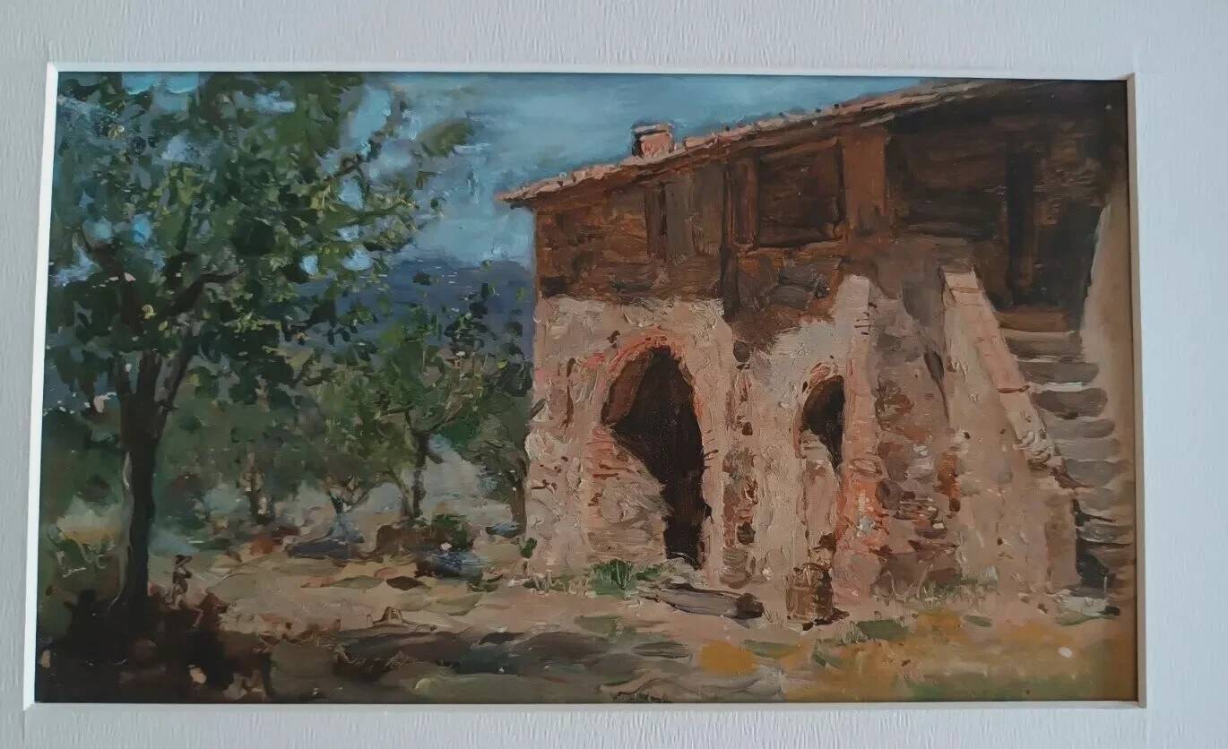 Oil painting on panel, Tuscan school, early 1900s