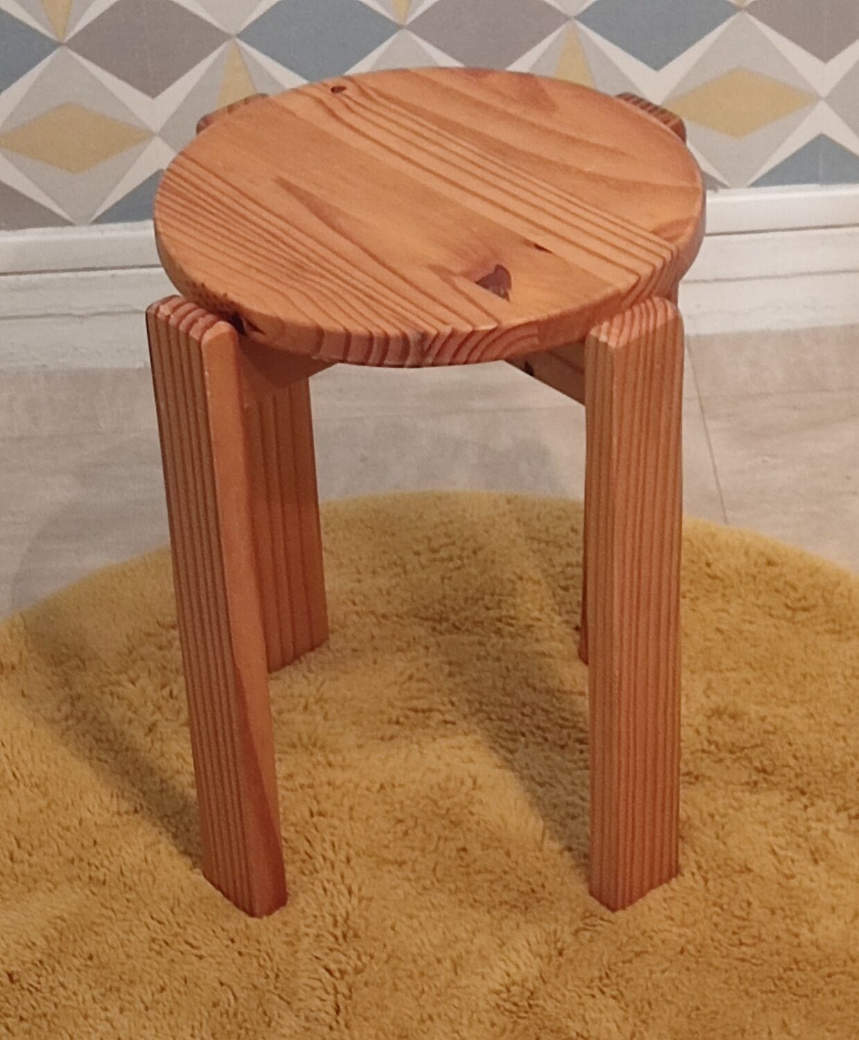 Scandinavian stool in pine