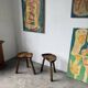 Pair of Le Selou tripod shepherd's stools