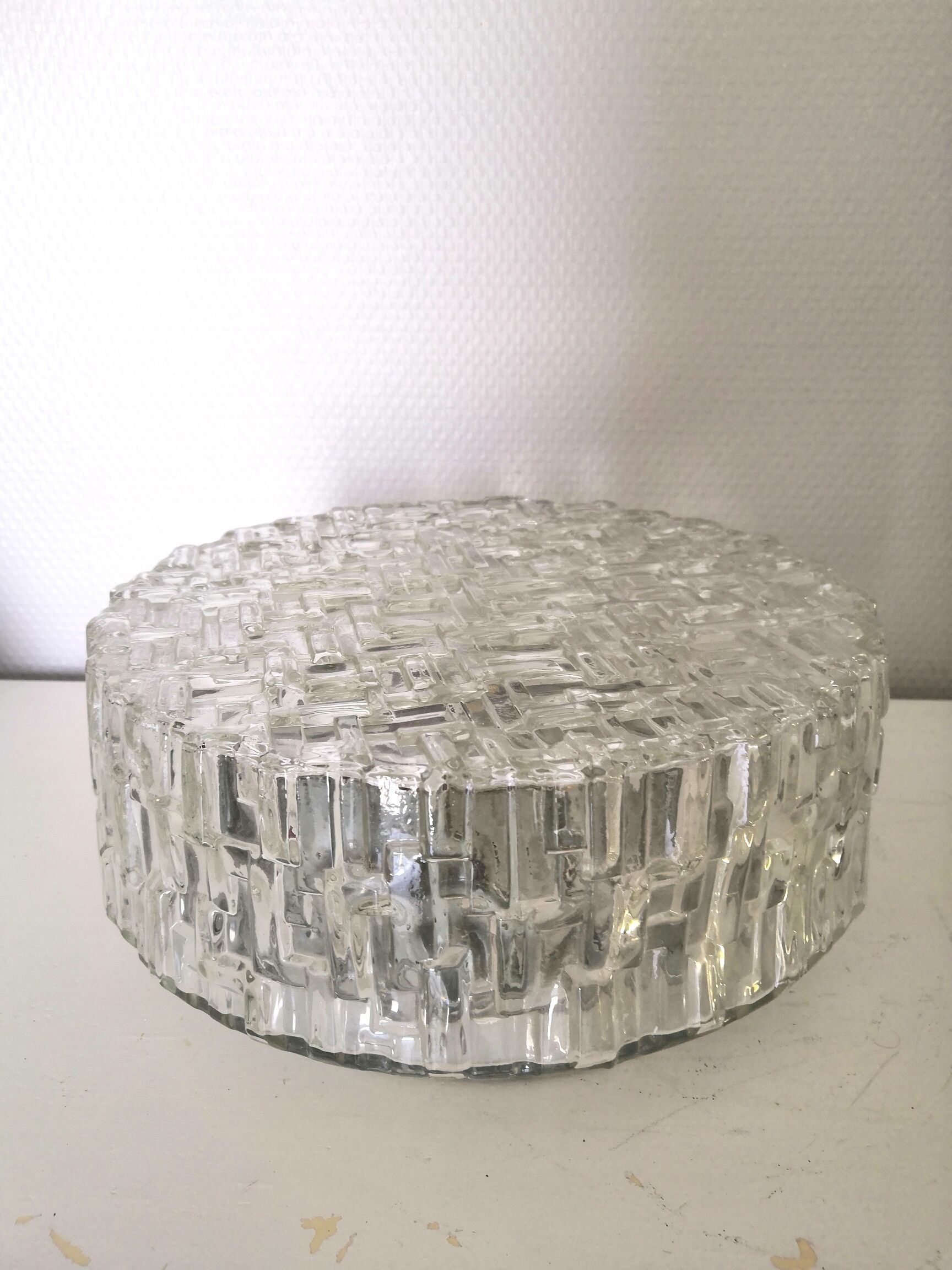 Ceiling lamp or vintage glass wall lamp work made in Italy design 70s