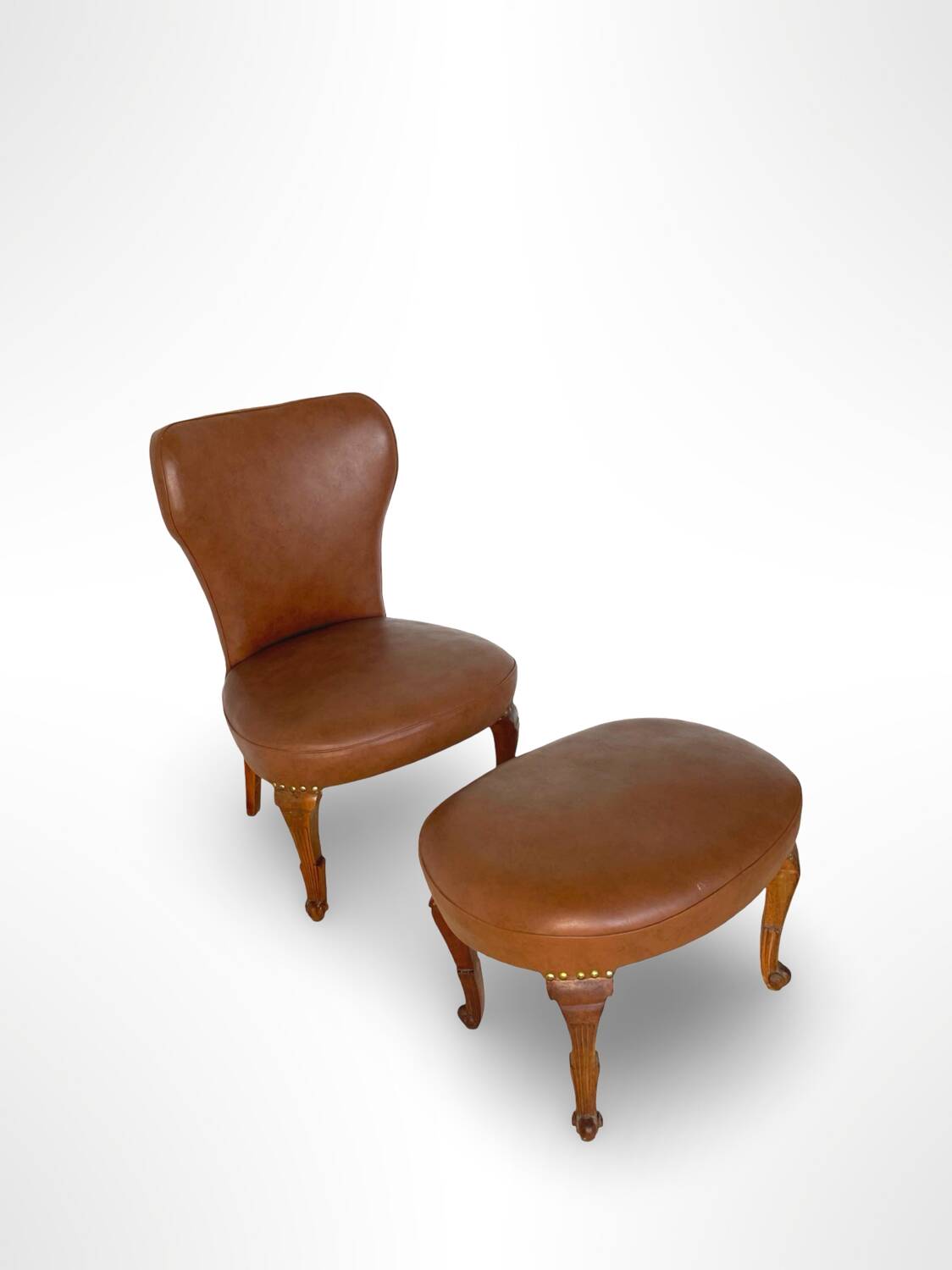 Ensemble de chaises d'appoint et tabouret pour pied, années 1950.