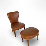 Set of the side chairs and stool for leg, 1950s.