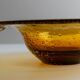 Amber Murano Glass Bowl, Large Vintage 1970s Italian Mid-Century with Bubbles