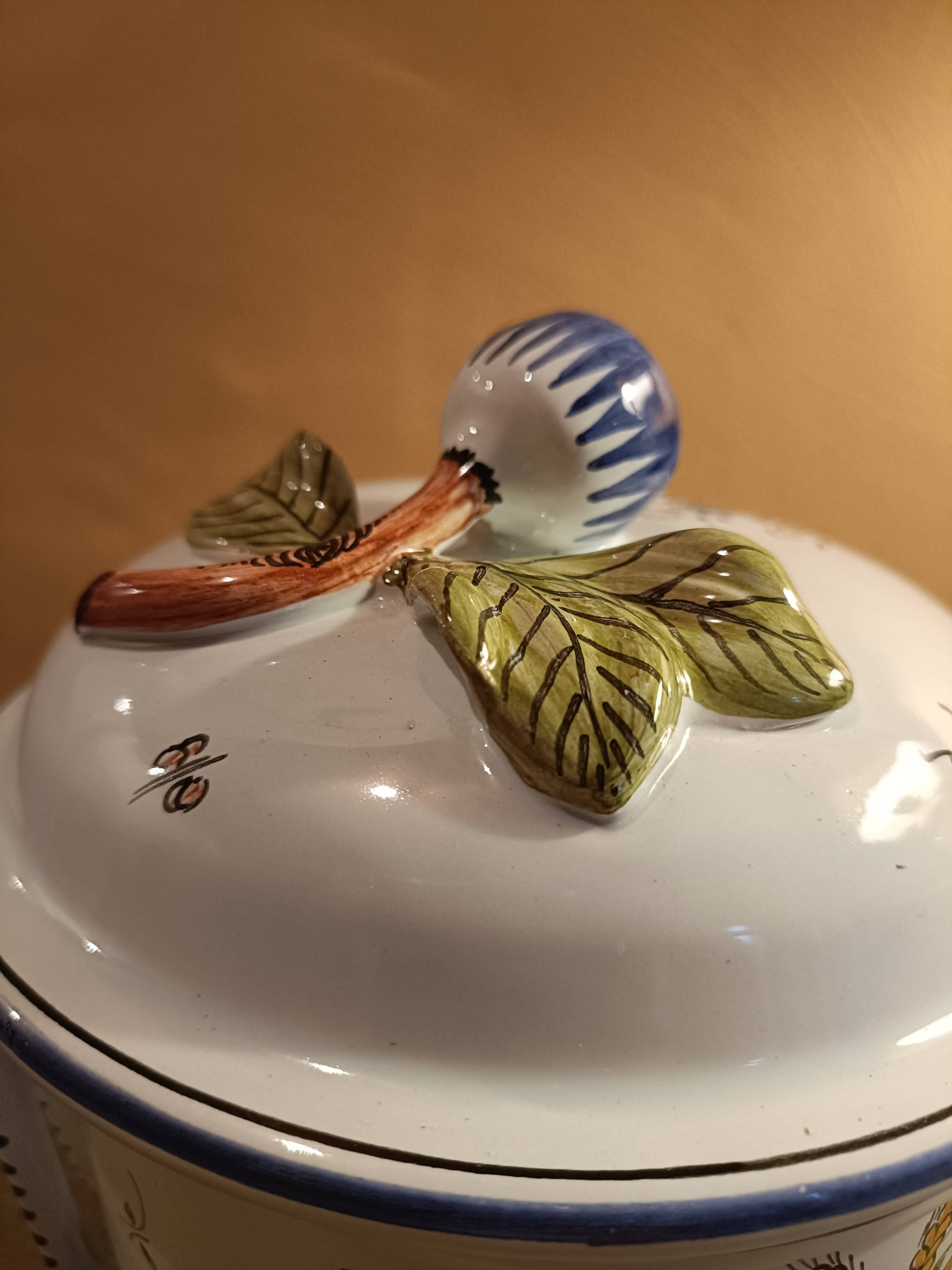 Earthenware candy dish with hand-decorated surfaces