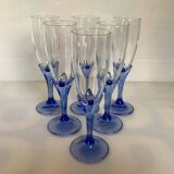 Six Bormioli Rocco Cobalt Blue Champagne Flutes
