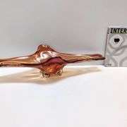 Vintage rusty orange sommerso murano glass bowl / centerpiece, italy