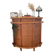 Vintage bar cabinet in rattan and woven cane – 1970s