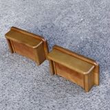 Pair of floating bedside tables in solid elm, France 1980s